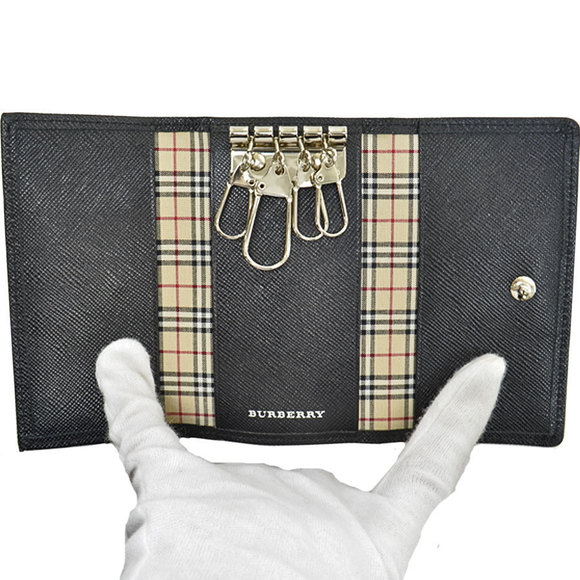 Burberry 4 Key Case Leather Metal Black - Picture 8 of 10